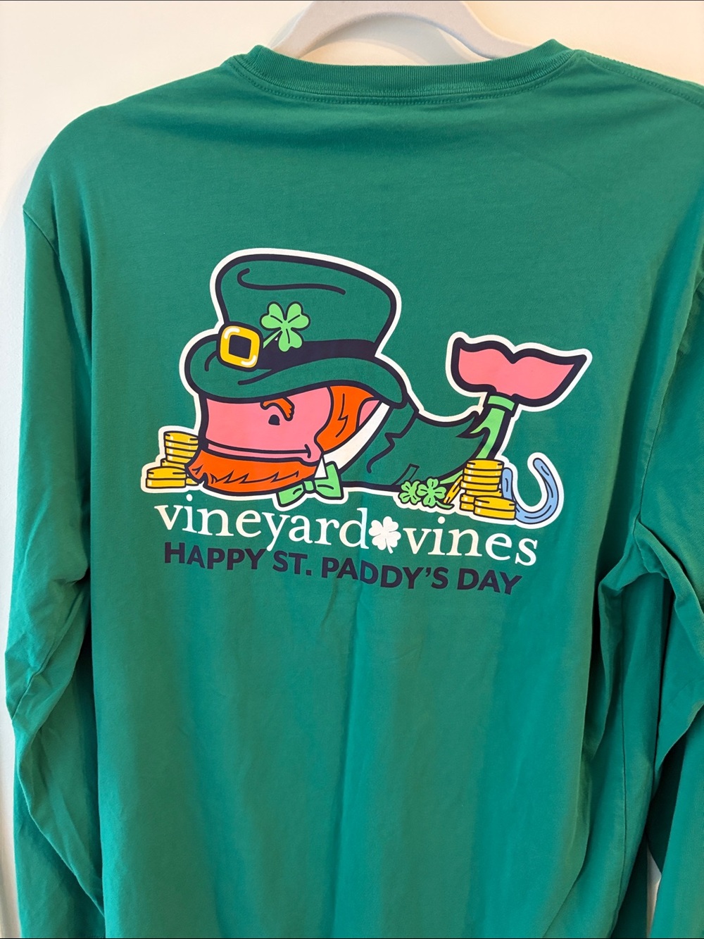 Vineyard Vines St. Patrick's Day Whale Long-Sleeve Pocket Tee - Picture 3 of 3